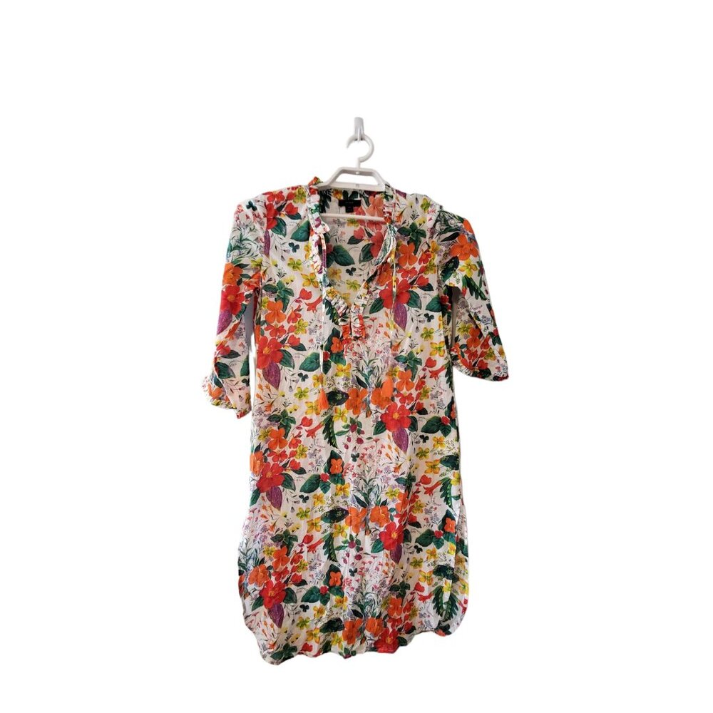 J Crew ruffle print tunic womens XS Ratti Island Botanical Print swim co…